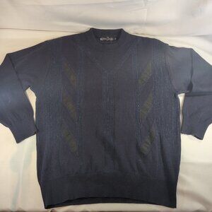 Scala Milano XXL Sweater Knit Navy Blue Black Italy Wool Acrylic Men Long Sleeve